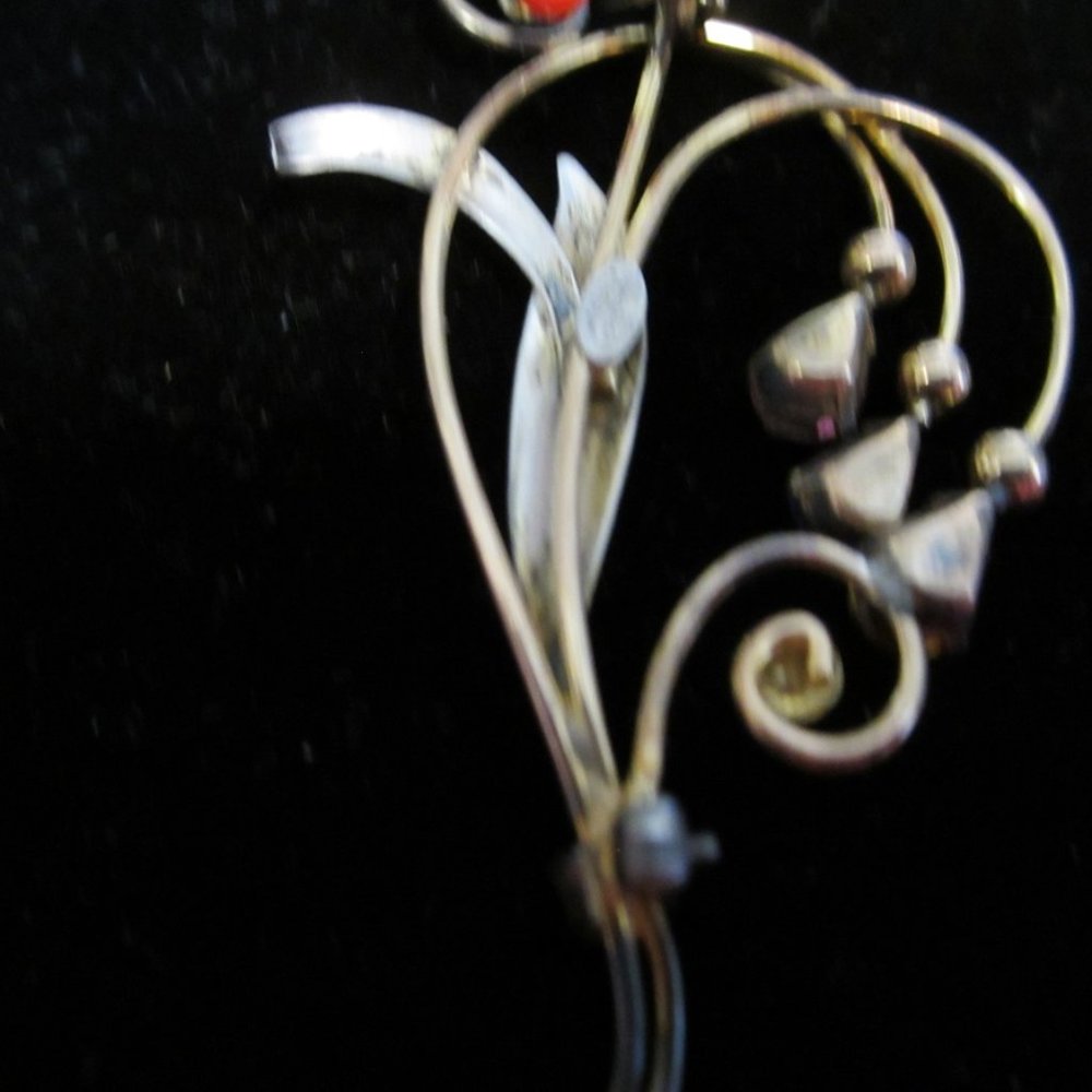 Vintage designer Brooch Sterling w/ Gold Overlay - Picture 2 of 6